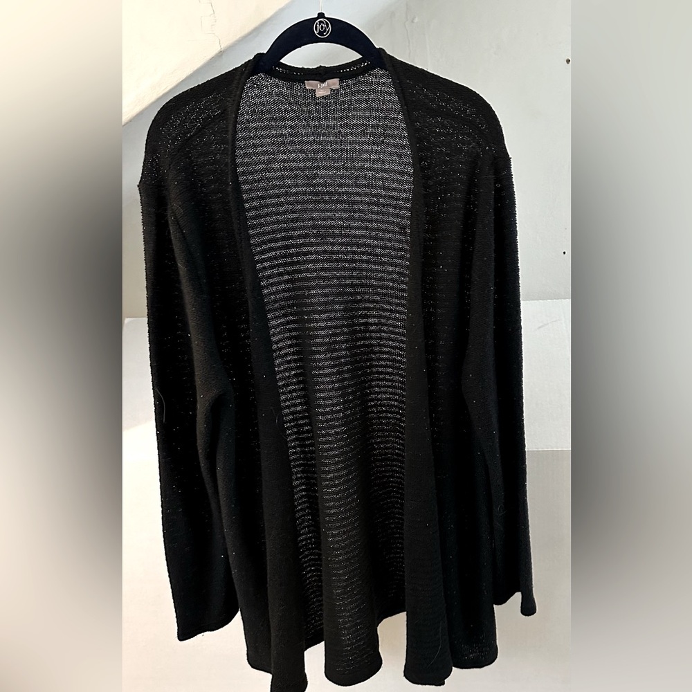 GUC - J. Jill Black Sparkly Open-Front Cardigan (XL)